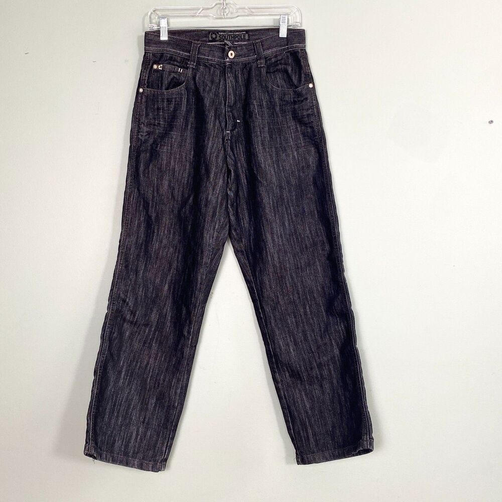 Southpole Jeans Wide Leg Mens 30x29 Black Baggy Dark Wash Skater Grunge Y2K